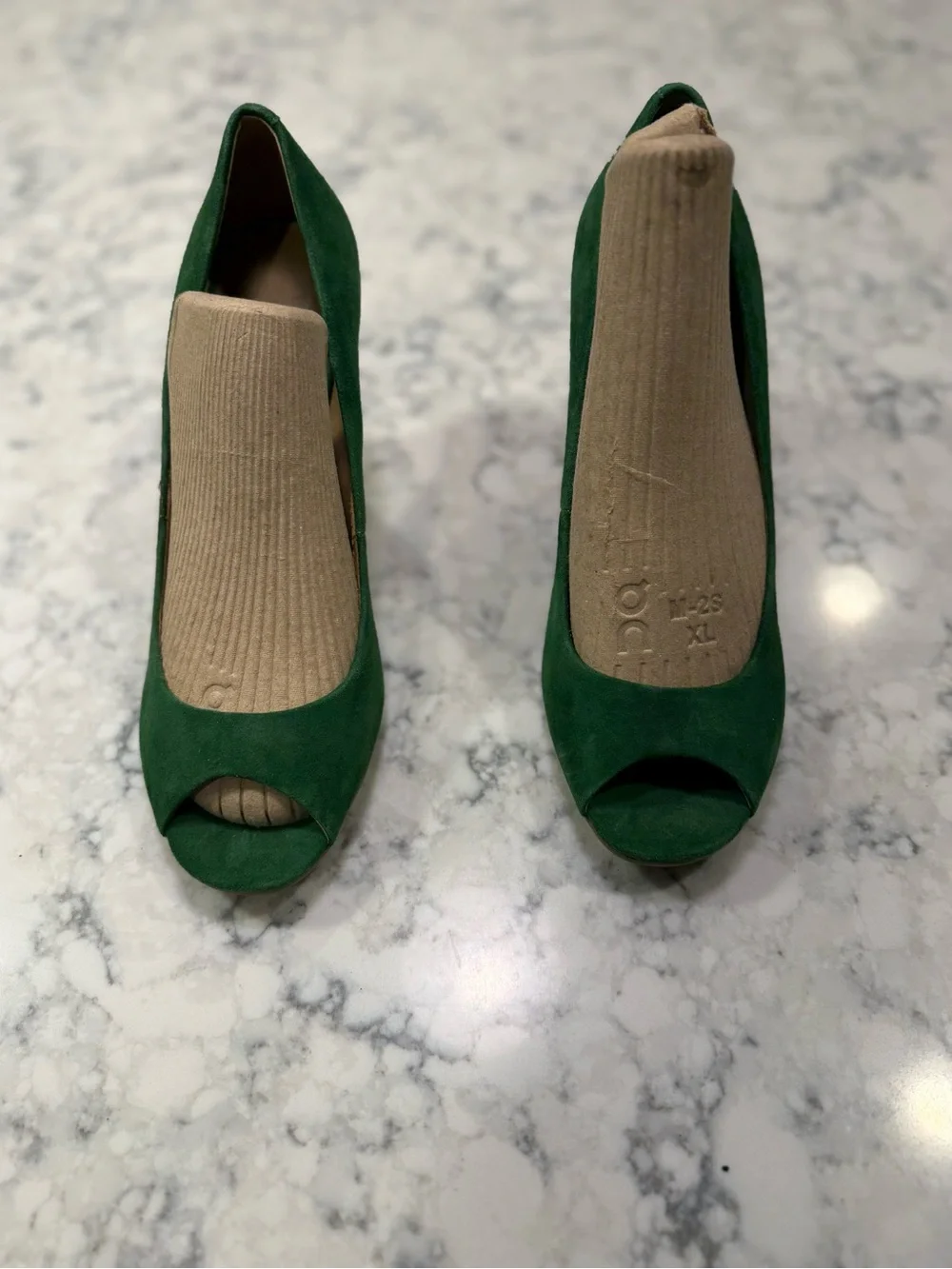 Talbots Emerald Green Peep-Toe Wedge Heels